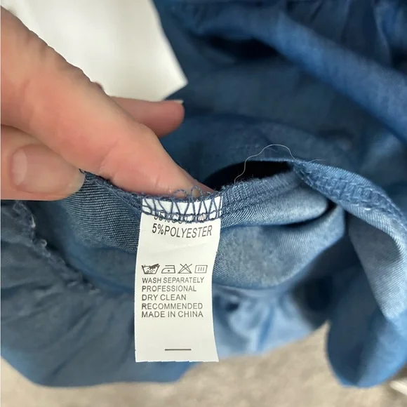 Blue Button-Up Tiered Dress - Picture 9 of 9